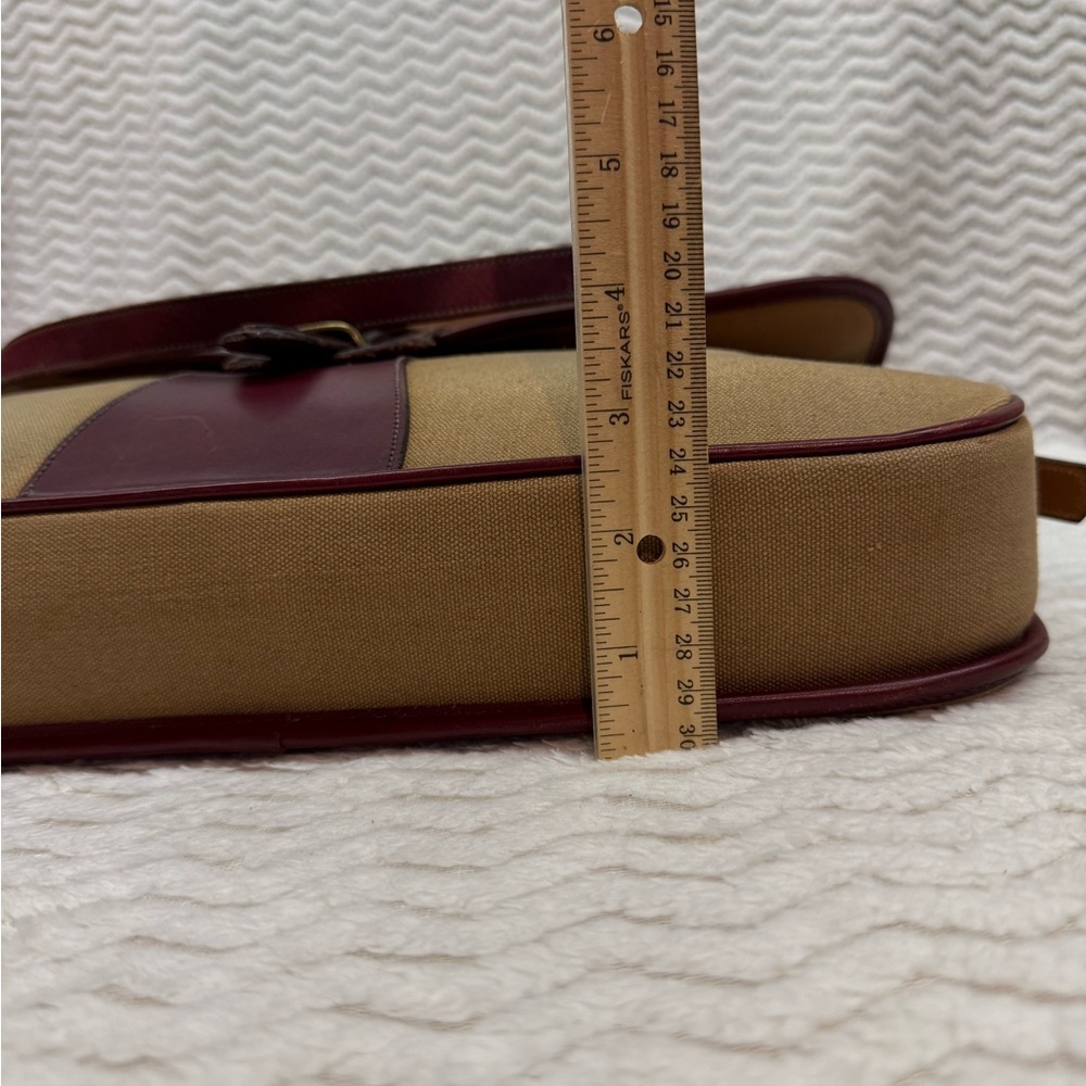 VTG Dooney And Bourke Equestrian Beige Canvas Red Leather Green Label Briefcase - Picture 15 of 16